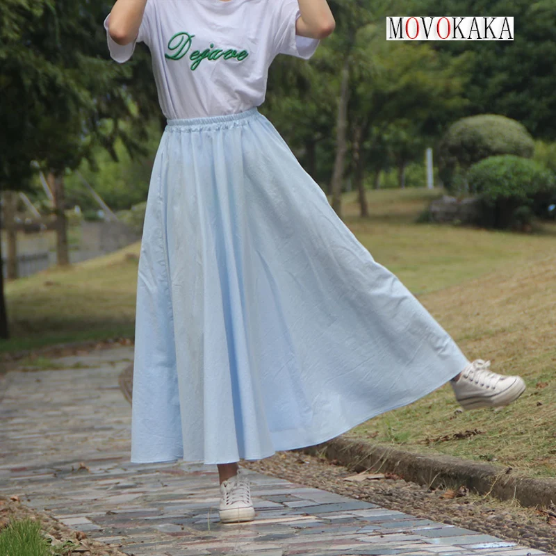 MOVOKAKA Ladies Spring Summer Cotton Linen Long Skirts Elegant Elastic Waist Solid Color A-line Skirt Women Loose Vintage Skirts
MOVOKAKA Ladies Spring Summer Cotton Linen Long Skirts Elegant Elastic Waist Solid Color A-line Skirt Women Loose Vintage Skirts