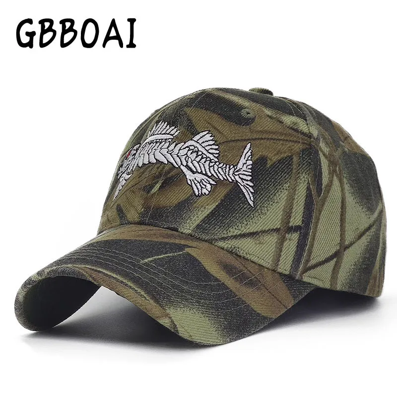 

Camo New Men's Baseball Cap For Women Snapback Hat Fish Embroidery Bone Caps Gorras Casual Casquette Outdoor Hunting Hats