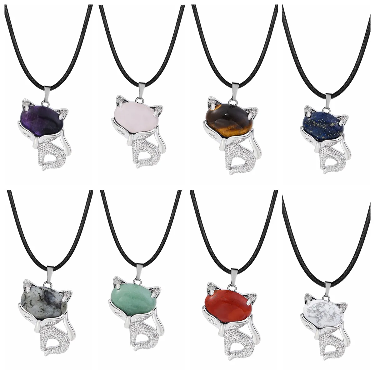Natural Luck Gemstone Fox Necklace for Women Men Healing Energy Crystal Amulet Animal Pendant Jewelry Gifts 18" Chain Amethyst
Natural Luck Gemstone Fox Necklace for Women Men Healing Energy Crystal Amulet Animal Pendant Jewelry Gifts 18" Chain Amethyst
