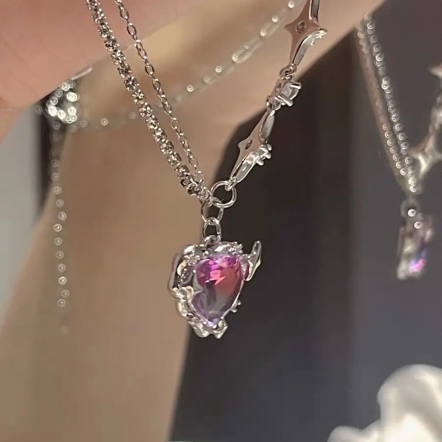 Gradient Purple Zircon Star Heart Necklace Y2K Crystal Cross Star Chain Choker Irregular Egirl Love Collar Necklaces Jewelry
Gradient Purple Zircon Star Heart Necklace Y2K Crystal Cross Star Chain Choker Irregular Egirl Love Collar Necklaces Jewelry