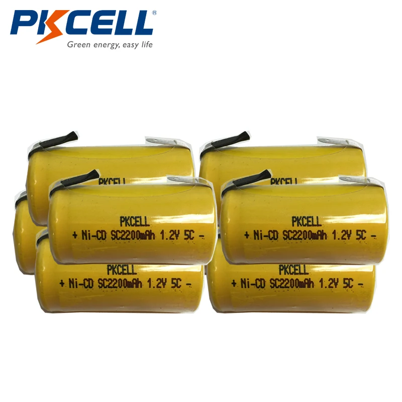 PKCELL 8Pcs/Lot 2200mAh 1.2V Sub C SC NI-CD NICD nicd Rechargeable Batteries Battery Flat top with Tabs
PKCELL 8Pcs/Lot 2200mAh 1.2V Sub C SC NI-CD NICD nicd Rechargeable Batteries Battery Flat top with Tabs