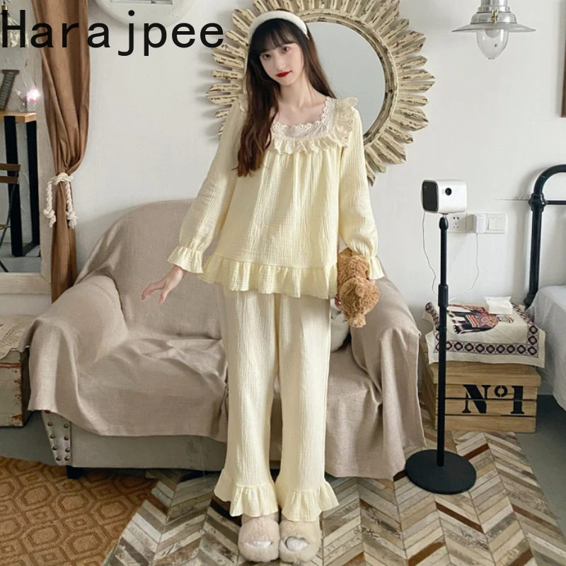 Хлопковые Пижамные комплекты Harajpee, ночная сорочка в стиле принцессы, кружевная Пижама с квадратным вырезом, однотонная Свободная Женская д...
Хлопковые Пижамные комплекты Harajpee, ночная сорочка в стиле принцессы, кружевная Пижама с квадратным вырезом, однотонная Свободная Женская д...