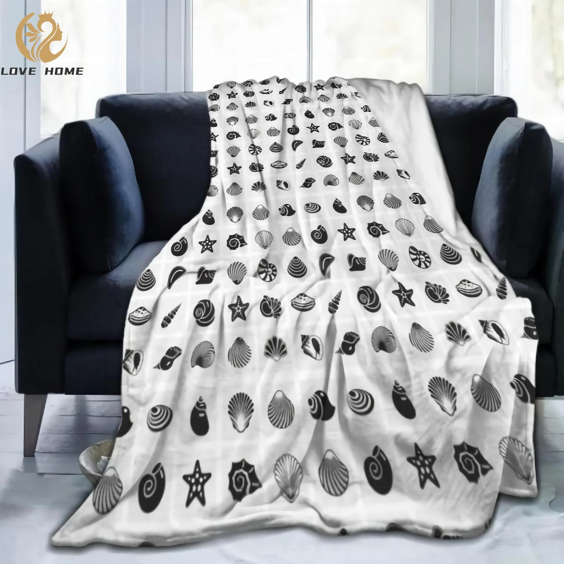 Sea Shell Aquatic Beach Conch Nautilus Black White Seashell Throw Blanket Fleece Blanket Flannel Home Decor for Bed Sofa 
Sea Shell Aquatic Beach Conch Nautilus Black White Seashell Throw Blanket Fleece Blanket Flannel Home Decor for Bed Sofa