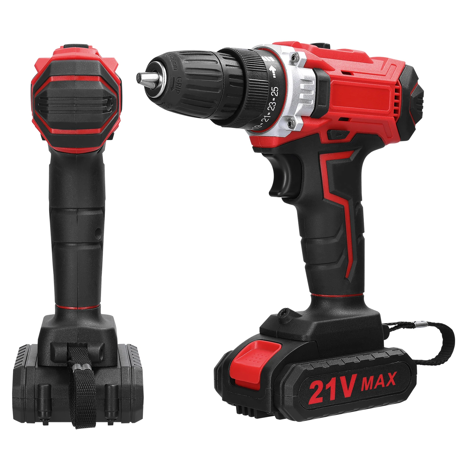 

21V Electric Drill 2 Speeds Control Stepless Speed Regulation Rotation Ways Adjustment 25 Gears of Torques Adjustable Drill