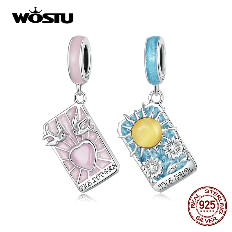 WOSTU 925 Sterling Silver Pink Heart Blue Tarot Cards Lovers Charm Pendents Fit Original DIY Bracelet Necklace Birthday Jewelry
WOSTU 925 Sterling Silver Pink Heart Blue Tarot Cards Lovers Charm Pendents Fit Original DIY Bracelet Necklace Birthday Jewelry