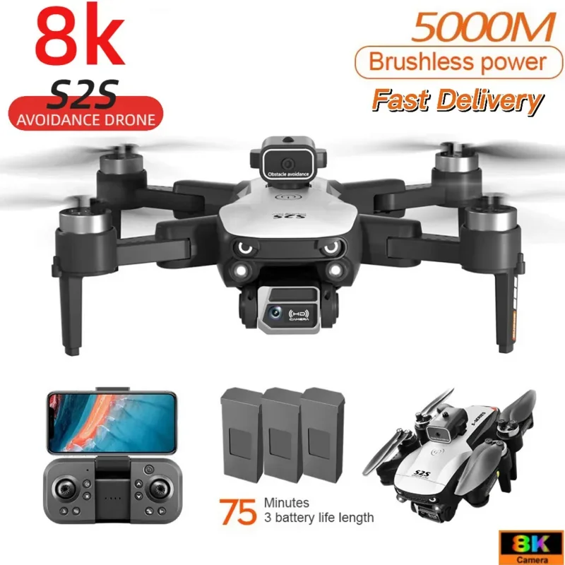 

New Professional HD Dual-Camera S2S 8K GPS Drone Brushless Aerial Photography Omnidirectional Obstacle Avoidance Quadrotor