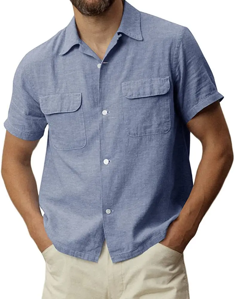 White Men Blouse Shirt Summer Top Casual T Shirt Man Short Sleeve Cotton Shirts Pockets Loose Baggy Shirt Silk Chemise Homme
White Men Blouse Shirt Summer Top Casual T Shirt Man Short Sleeve Cotton Shirts Pockets Loose Baggy Shirt Silk Chemise Homme