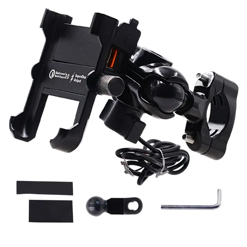 Motorcycle QC3.0 USB Phone Mount Charger Motorbike Mirror Handlebar Stand Holder for 4.3-6.7 inch Smartphone Anti Slip
Motorcycle QC3.0 USB Phone Mount Charger Motorbike Mirror Handlebar Stand Holder for 4.3-6.7 inch Smartphone Anti Slip