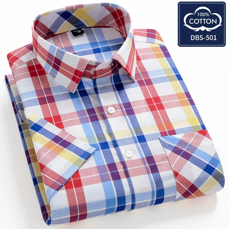 New Shirts for Men Summer Short Sleeve Plaid Top Blouse Korean Style Regular Fit Plus Size Cotton Casual Business Dress Shirt 
New Shirts for Men Summer Short Sleeve Plaid Top Blouse Korean Style Regular Fit Plus Size Cotton Casual Business Dress Shirt