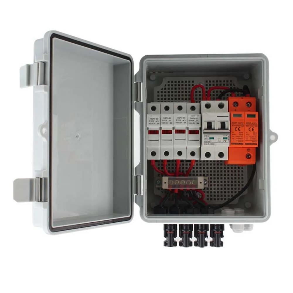 PV Combiner Box 4 In 1 Out Photovoltaic Connector Waterproof IP65 Lightning Protection DC 500V 63A Breaker Distribution Box
PV Combiner Box 4 In 1 Out Photovoltaic Connector Waterproof IP65 Lightning Protection DC 500V 63A Breaker Distribution Box
