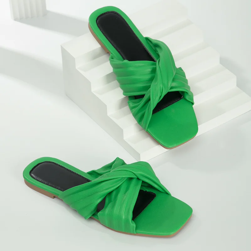 Women's Flat Slippers 2023 New Fashion Ruched Cross Tie Bow Open Toe Ladies Slippers Non-slip Beach Flip Flops Zapatillas Mujer
Women's Flat Slippers 2023 New Fashion Ruched Cross Tie Bow Open Toe Ladies Slippers Non-slip Beach Flip Flops Zapatillas Mujer