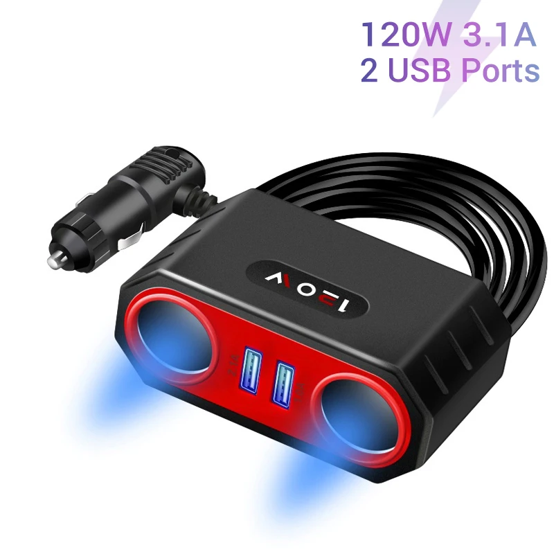 DC12V/24V Cigarette Lighter Car 3.1A 120W Charger for Smartphone Laptop Camera Dual USB Quick Charge Power Adapter Inverter
DC12V/24V Cigarette Lighter Car 3.1A 120W Charger for Smartphone Laptop Camera Dual USB Quick Charge Power Adapter Inverter