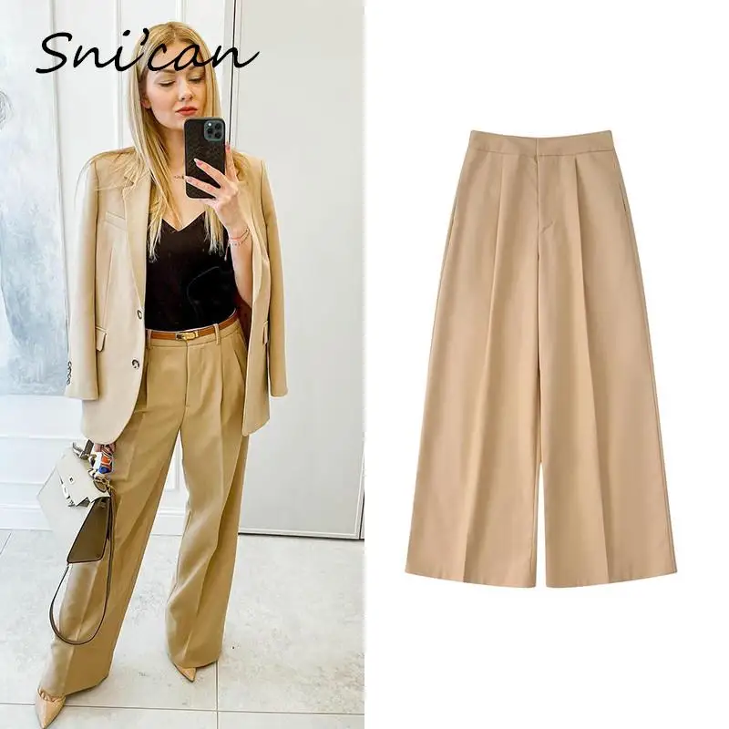 Fashion Women Wide Leg Pants Fashion Spring Autumn High Waist Loose Casual Long Trousers Solid Beige Vintage Office Lady Bottom
Fashion Women Wide Leg Pants Fashion Spring Autumn High Waist Loose Casual Long Trousers Solid Beige Vintage Office Lady Bottom