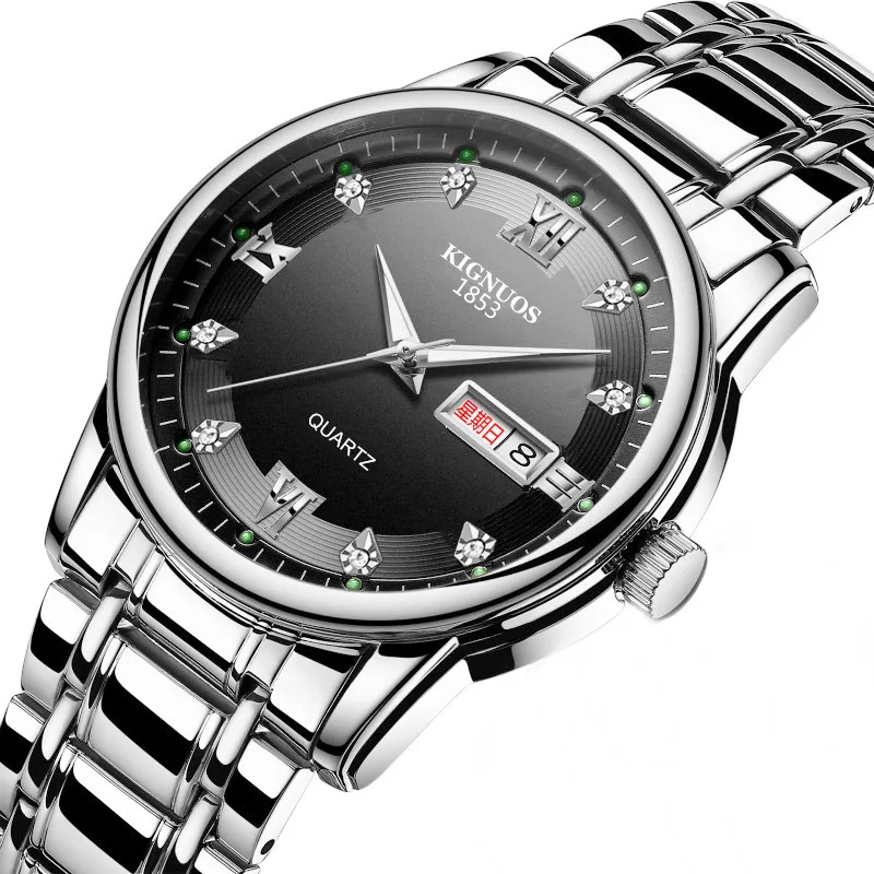 New Fashion Roman Numeral Diamond Men's Wrist Watch Steel Band Double Calendar Gold Watch Waterproof Luminous Luxury Business 
New Fashion Roman Numeral Diamond Men's Wrist Watch Steel Band Double Calendar Gold Watch Waterproof Luminous Luxury Business