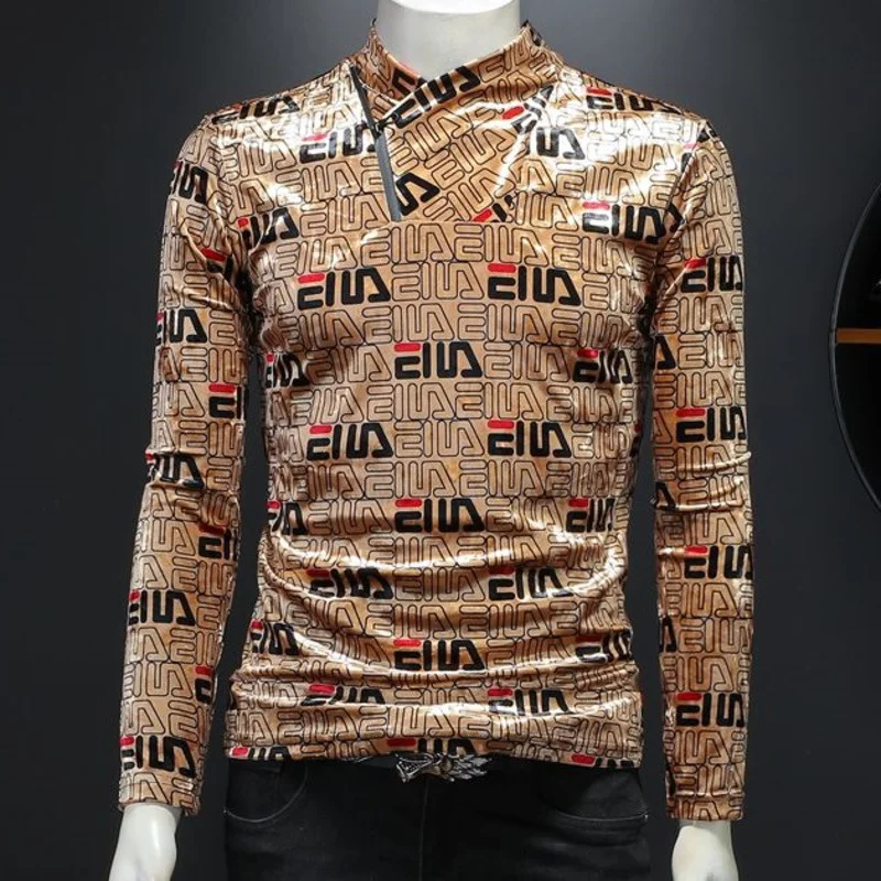 Luxury T Shirt Men Letter Print Club Outfits Plant Velvet Streetwear Golden Casual Homme
Luxury T Shirt Men Letter Print Club Outfits Plant Velvet Streetwear Golden Casual Homme