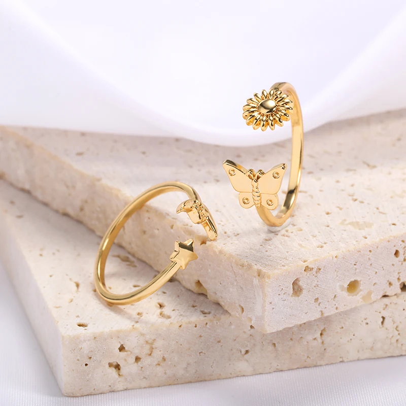 Rhinestone Sunflower Butterfly Rings For Women Fashion Vintage Gold Moon Star Ring Bohemian Jewelry Party Gift 
Rhinestone Sunflower Butterfly Rings For Women Fashion Vintage Gold Moon Star Ring Bohemian Jewelry Party Gift