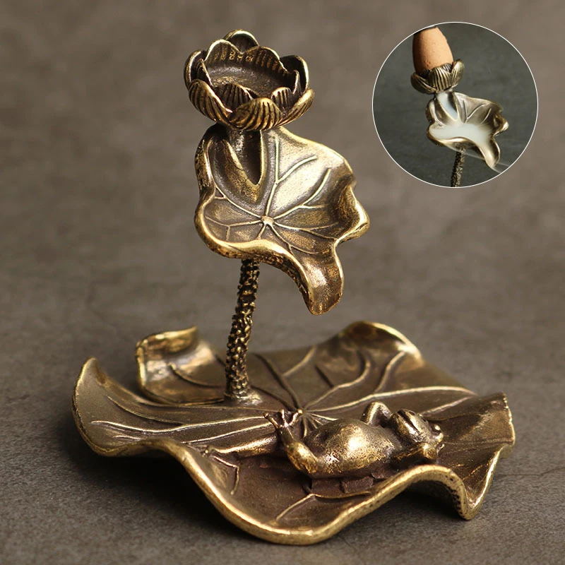 Antique Brass Lotus Leaf Backflow Incense Burner Decorations Solid Pure Copper Frog Lotus Pond Censer Holder Ornaments Tea Pets
Antique Brass Lotus Leaf Backflow Incense Burner Decorations Solid Pure Copper Frog Lotus Pond Censer Holder Ornaments Tea Pets