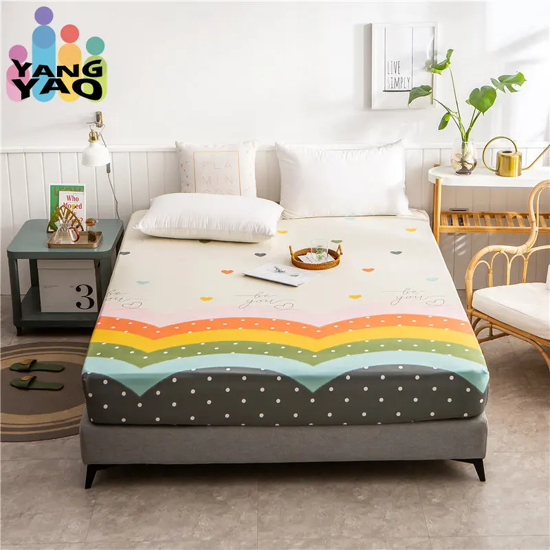 

Yaapeet Fitted Sheet 1pcs 100% Cotton Printing Bed Mattress Set With Four Corners And Elastic Band Sheets