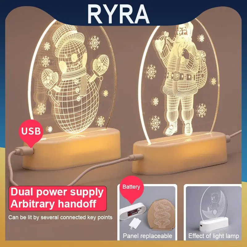3D Night Light Christmas Decoration LED Table Lamp Xmas Snowman Bell Acrylic Lighting Ornament USB Charge Festival Supplies
3D Night Light Christmas Decoration LED Table Lamp Xmas Snowman Bell Acrylic Lighting Ornament USB Charge Festival Supplies