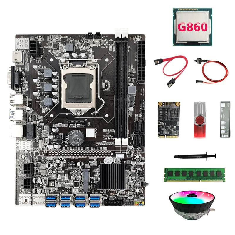 Материнская плата B75 ETH для майнинга 8xusb + G860 CPU + DDR4 4G RAM + 128G SSD + 64G USB драйвер + вентилятор + SATA кабель + коммутационный кабель + термопаста
Материнская плата B75 ETH для майнинга 8xusb + G860 CPU + DDR4 4G RAM + 128G SSD + 64G USB драйвер + вентилятор + SATA кабель + коммутационный кабель + термопаста