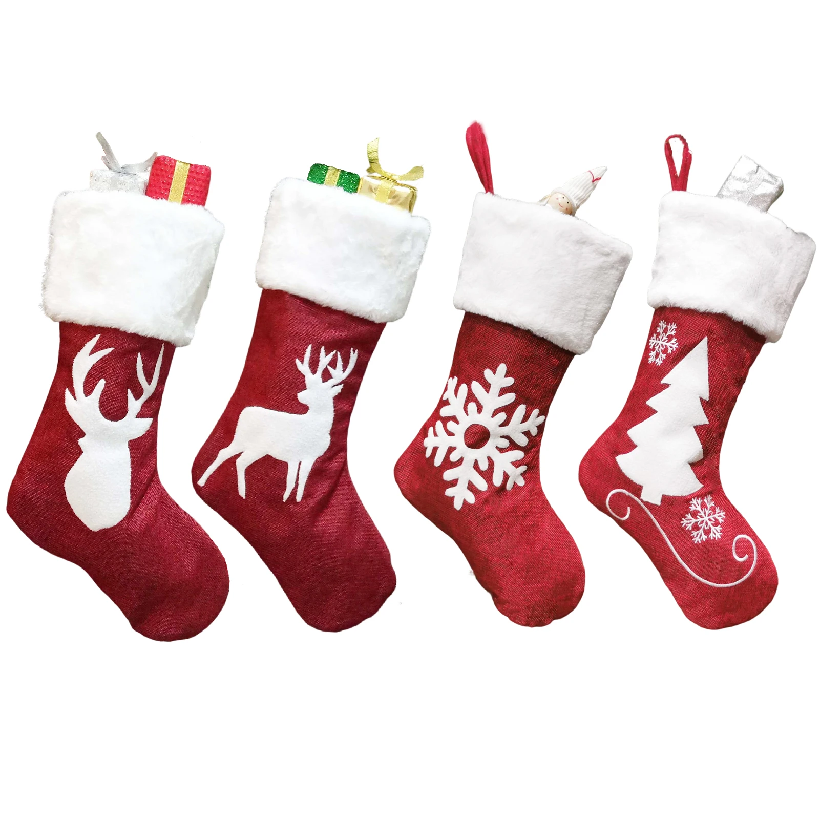 Christmas Classic Stockings Soft Plush Stockings Hanging Fireplace Decor for Bedside Xmas Tree
Christmas Classic Stockings Soft Plush Stockings Hanging Fireplace Decor for Bedside Xmas Tree