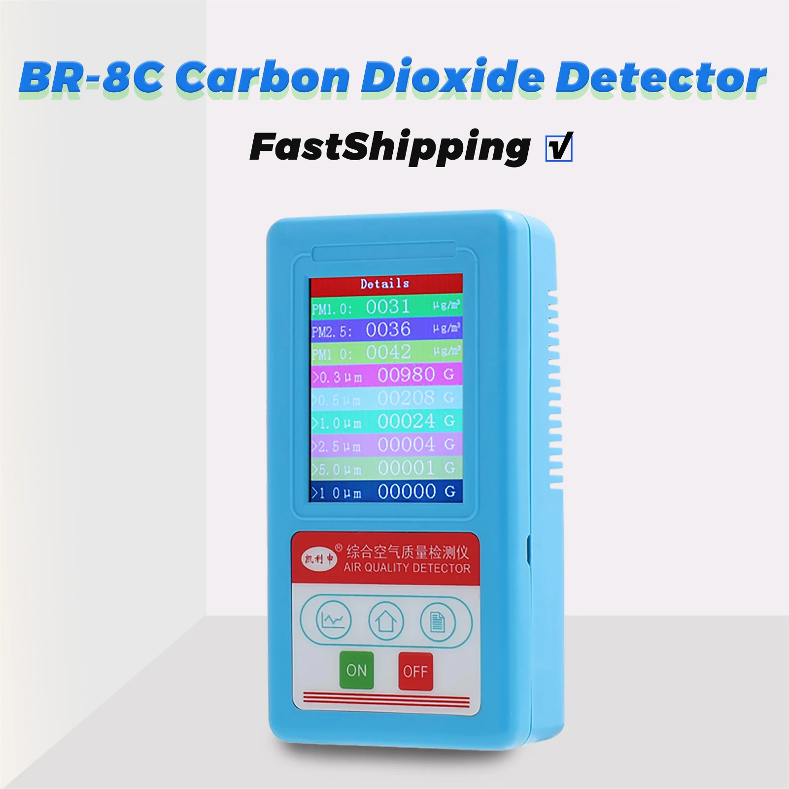 

BR-8C Professional Handheld PM2.5 PM10 PM1.0 CO2 Carbon Dioxide Detector Meter Air Quality Analyzer Particles Tester