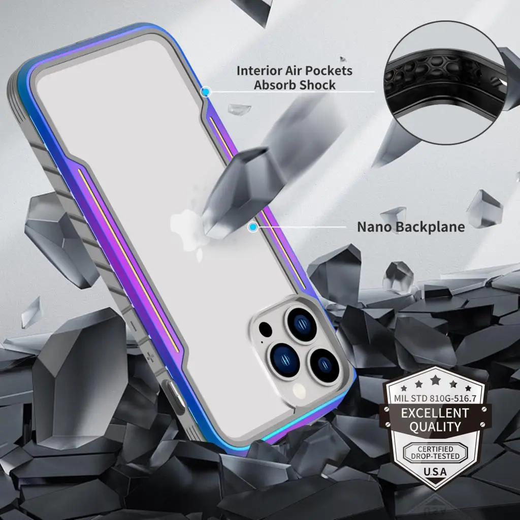 Чехол ZSHOW для iPhone 13 Pro Max, мужской чехол из ТПУ и Радужная металлическая рамка в комбинации для надежной защиты
Чехол ZSHOW для iPhone 13 Pro Max, мужской чехол из ТПУ и Радужная металлическая рамка в комбинации для надежной защиты