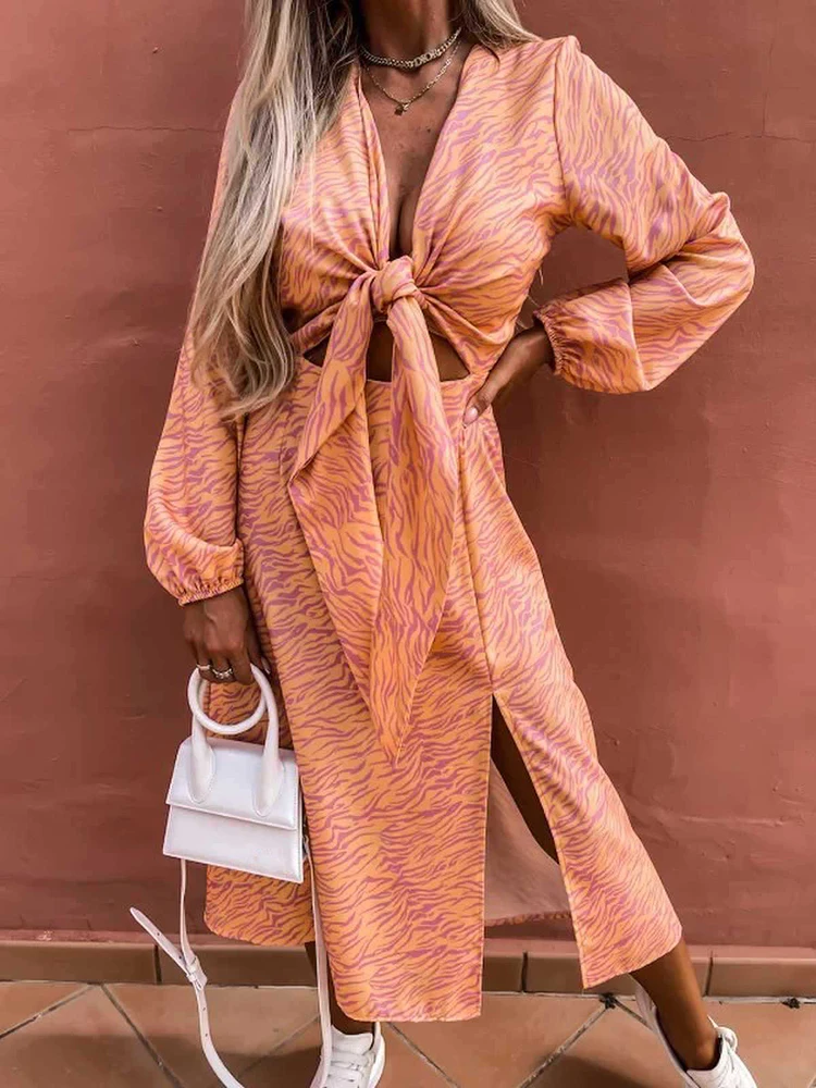 Women Sexy Lace-Up Hollow Out Party Dress 2022 Fashion Long Sleeve Bow Midi Dress Vestidos Elegant Slit Stripe Print Boho Dress 
Women Sexy Lace-Up Hollow Out Party Dress 2022 Fashion Long Sleeve Bow Midi Dress Vestidos Elegant Slit Stripe Print Boho Dress