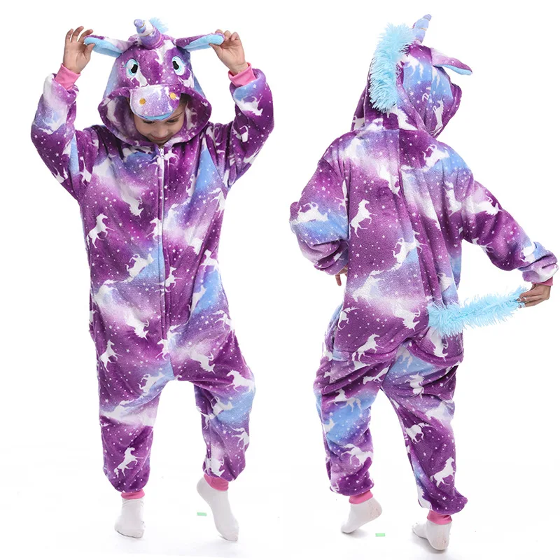 

Children Unicorn Kigurumi Pajamas Boy Girl Anime Overall Panda Pijama Onesie Kids Baby Costume Winter Animal Sleepwear Cosplay