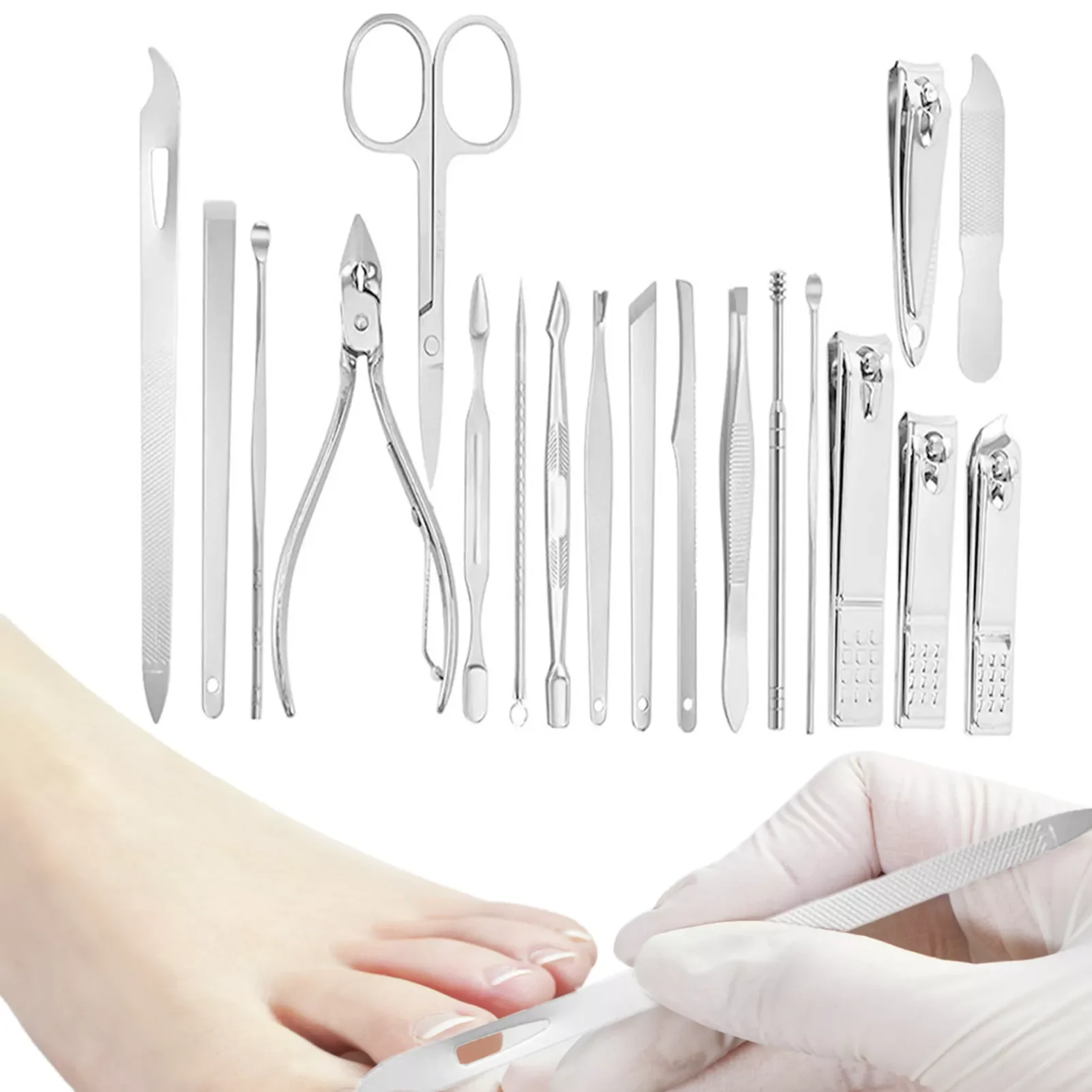 NEW2023 Nail Clipper Set 19Pcs Pedicure Kit With Stainless Steel Professional Nail Clippers Grooming Kit Pedicure Care Tools For 
NEW2023 Nail Clipper Set 19Pcs Pedicure Kit With Stainless Steel Professional Nail Clippers Grooming Kit Pedicure Care Tools For