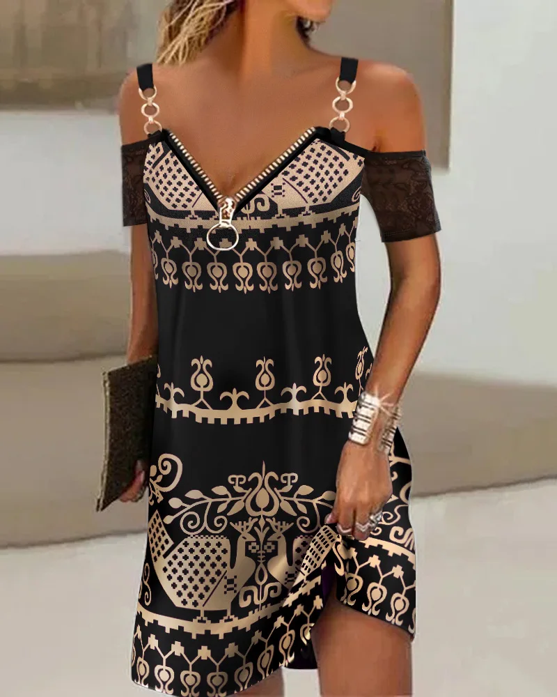 Print Elegant Fashion Dress Women's Clothing 2022 Summer Zipper V-Neck Off Shoulder Casual Mini Dresses Oversized
Print Elegant Fashion Dress Women's Clothing 2022 Summer Zipper V-Neck Off Shoulder Casual Mini Dresses Oversized