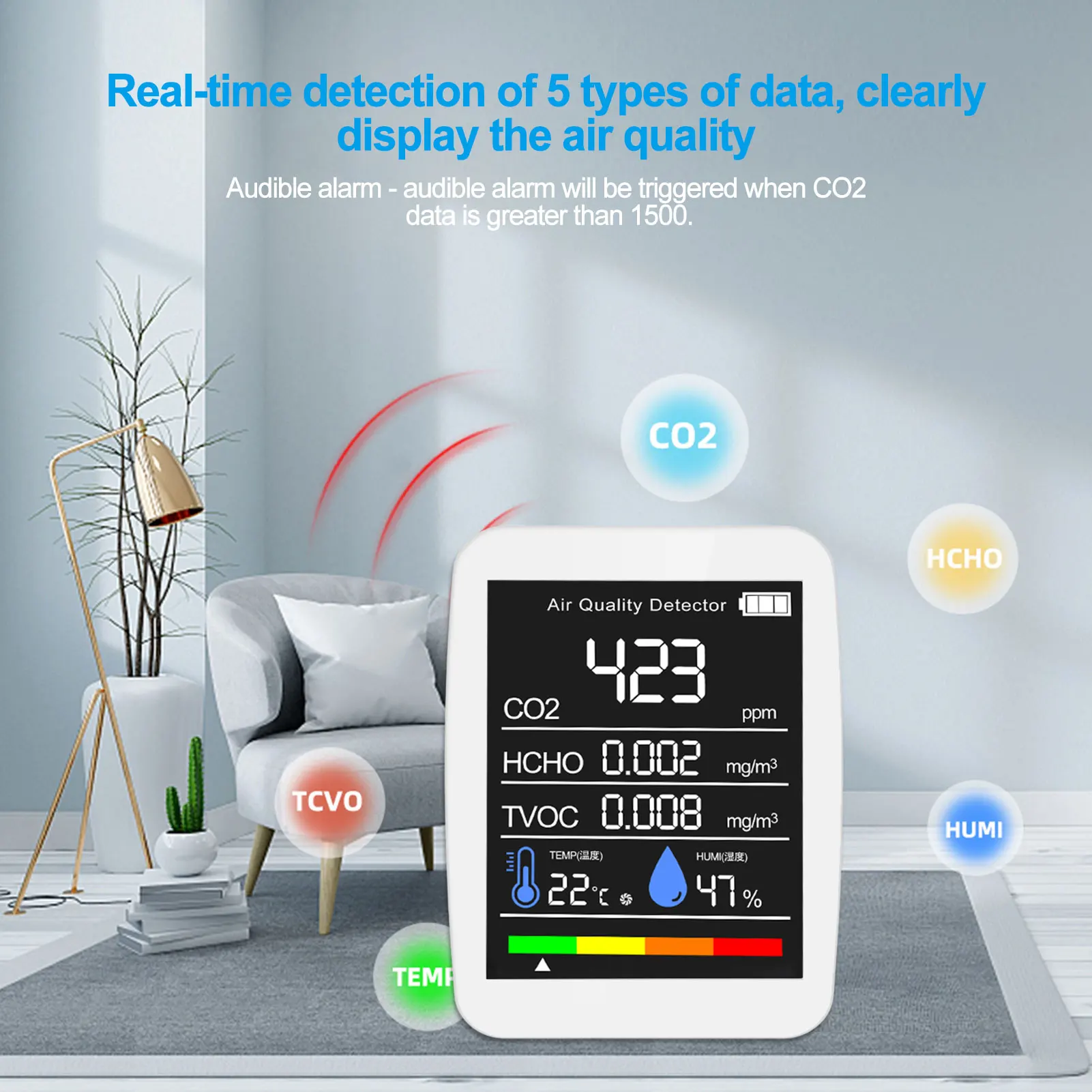 New CO2 Detector Multifunctional Thermohygrometer Home Intelligent Gas Analyzer Household Digital Air Pollution Monitor
New CO2 Detector Multifunctional Thermohygrometer Home Intelligent Gas Analyzer Household Digital Air Pollution Monitor