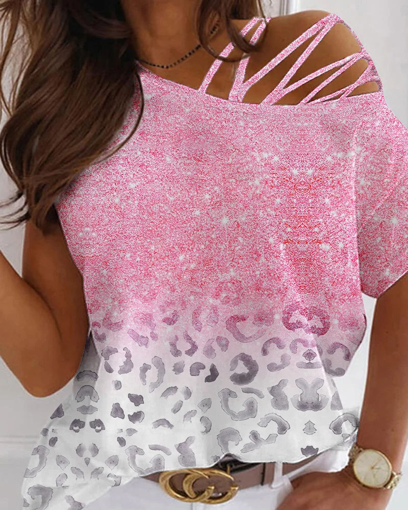 Ninimour Women Leopard Print Cold Shoulder Top 2023 Summer Women Short Sleeve Hollow Out Casual Blouse T-Shirts Female Clothes
Ninimour Women Leopard Print Cold Shoulder Top 2023 Summer Women Short Sleeve Hollow Out Casual Blouse T-Shirts Female Clothes