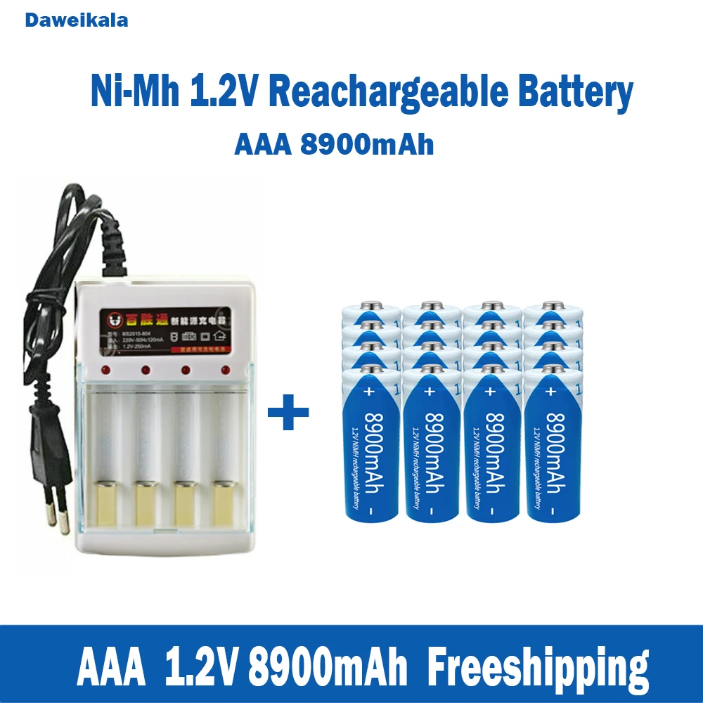 Wholesale nickel hydrogen AAA 1.2V rechargeable batteries, large capacity 8900mAh KTV microphones and toy batteries+chargers
Wholesale nickel hydrogen AAA 1.2V rechargeable batteries, large capacity 8900mAh KTV microphones and toy batteries+chargers