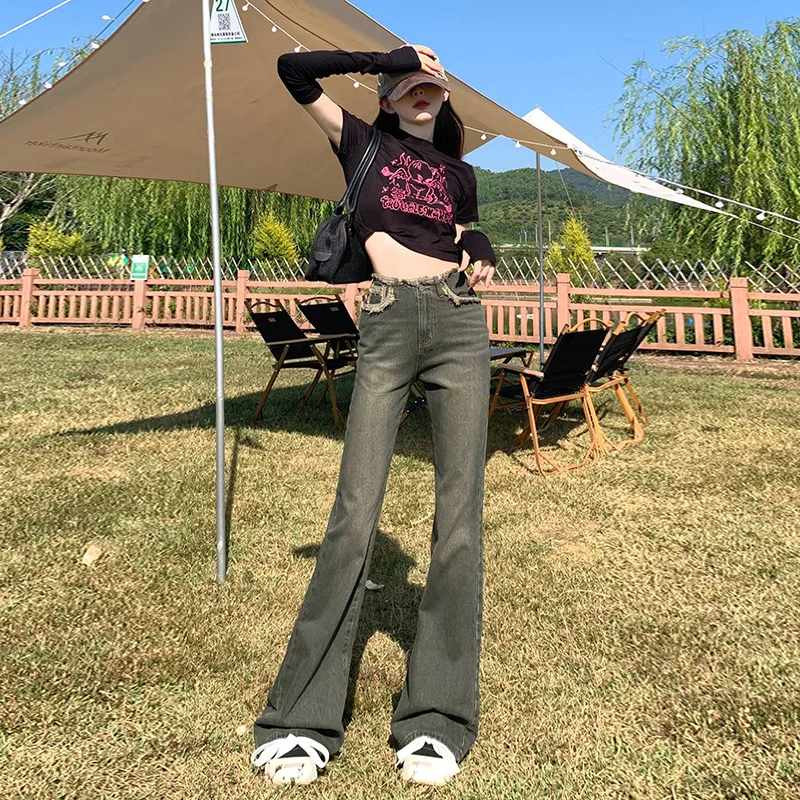 Женские расклешенные джинсы в американском стиле с высокой талией, весна-осень 2023, новый дизайн, свободные широкие узкие брюки с широкими штанинами
Женские расклешенные джинсы в американском стиле с высокой талией, весна-осень 2023, новый дизайн, свободные широкие узкие брюки с широкими штанинами
