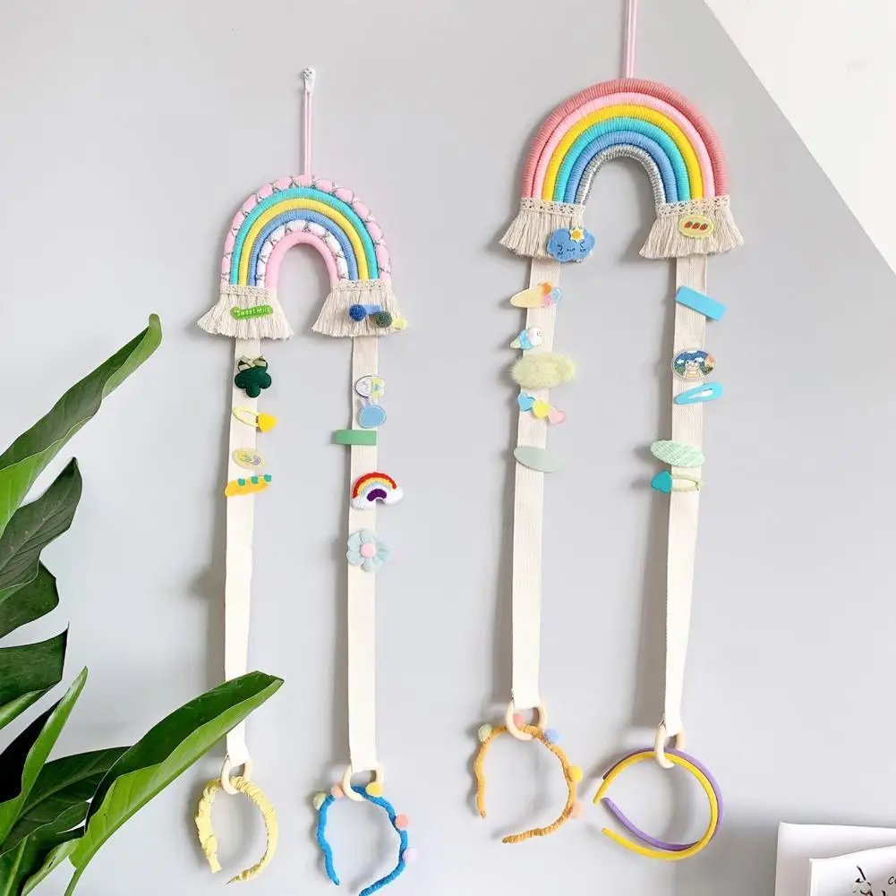 Hair Bow Holder Woven Space-saving Cotton Rope Rainbow Hanger Hair Clips Organizer for Girls Room
Hair Bow Holder Woven Space-saving Cotton Rope Rainbow Hanger Hair Clips Organizer for Girls Room