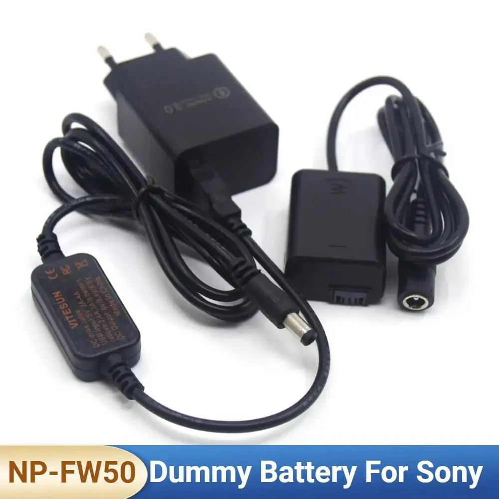 NP FW50 Dummy Battery QC3.0 Charger 5V USB Adapter Power Cable Fit Camera for Sony ZV-E10 A7S2 A7R A7RII A6300 A6500 A7000 NEX7
NP FW50 Dummy Battery QC3.0 Charger 5V USB Adapter Power Cable Fit Camera for Sony ZV-E10 A7S2 A7R A7RII A6300 A6500 A7000 NEX7
