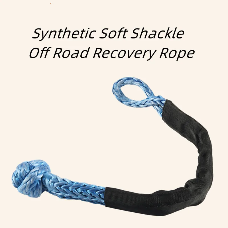 

Recovery Rope Car Broke Down With Protective Sleeve Portable UTV Strap Rope Trailer Off Road Towing Synthetic Soft Shackle