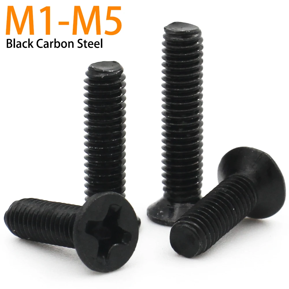 KM Cross Phillips плоский потайной болт из стали, черный, Zimir, набор из 10 штук 
KM Cross Phillips плоский потайной болт из стали, черный, Zimir, набор из 10 штук