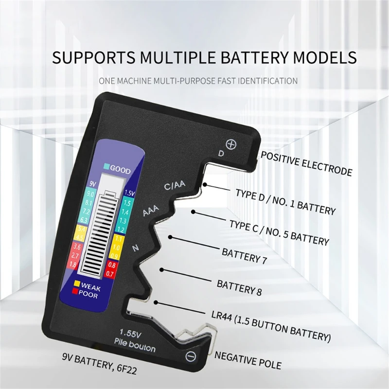 Sensitive Digital Battery Tester LCD Display for C D N AA AAA 9V Batteries 1.5V Button Battery Universal Battery Checker
Sensitive Digital Battery Tester LCD Display for C D N AA AAA 9V Batteries 1.5V Button Battery Universal Battery Checker