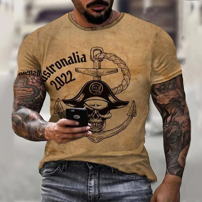 Vintage T-shirts For Men 3d Print Pirate Anchor Print Summer Men's T Shirt Street Short Sleeve Oversized Tops Tee Shirt Men
Vintage T-shirts For Men 3d Print Pirate Anchor Print Summer Men's T Shirt Street Short Sleeve Oversized Tops Tee Shirt Men