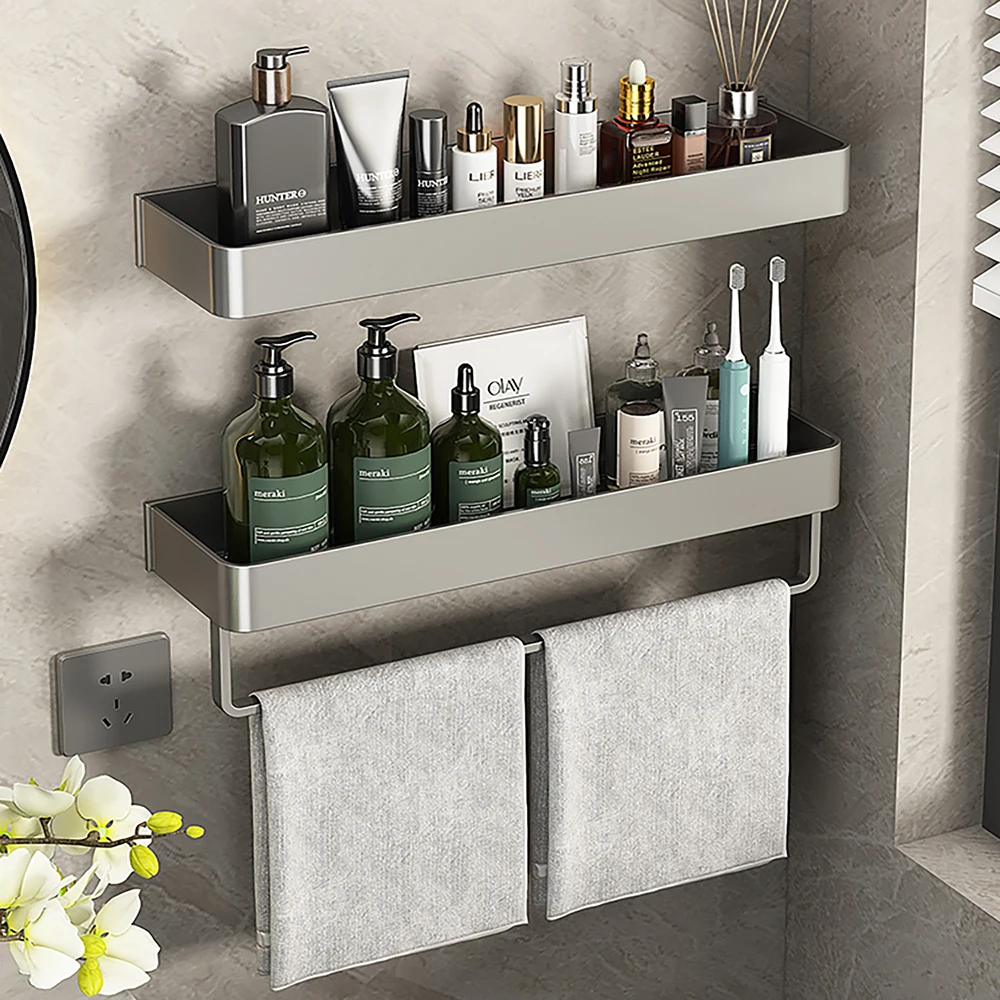 Space Aluminum Bathroom Storage Shelf Widen Hole-Free Nordic Style Kitchen Storage Rack With Rod Toilet Cosmetics Storage Shelf
Space Aluminum Bathroom Storage Shelf Widen Hole-Free Nordic Style Kitchen Storage Rack With Rod Toilet Cosmetics Storage Shelf