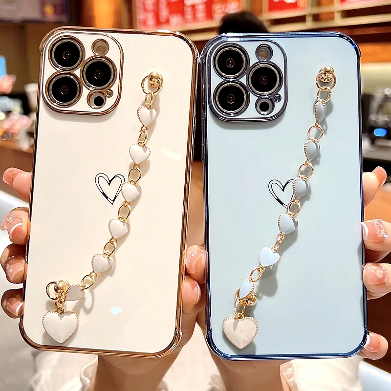 Soft Electroplated Love Heart Silicone Case For iPhone 11 12 13 Pro Max XS X XR 7 8 Plus Mini SE 2020 Bracelet Cases Cover
Soft Electroplated Love Heart Silicone Case For iPhone 11 12 13 Pro Max XS X XR 7 8 Plus Mini SE 2020 Bracelet Cases Cover