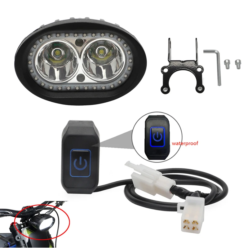 Front Headlight with Customized Mount Bracket Waterproof Switch Kit for Sur ron Light Bee X Off Road LED Light IP54 Waterproof
Front Headlight with Customized Mount Bracket Waterproof Switch Kit for Sur ron Light Bee X Off Road LED Light IP54 Waterproof