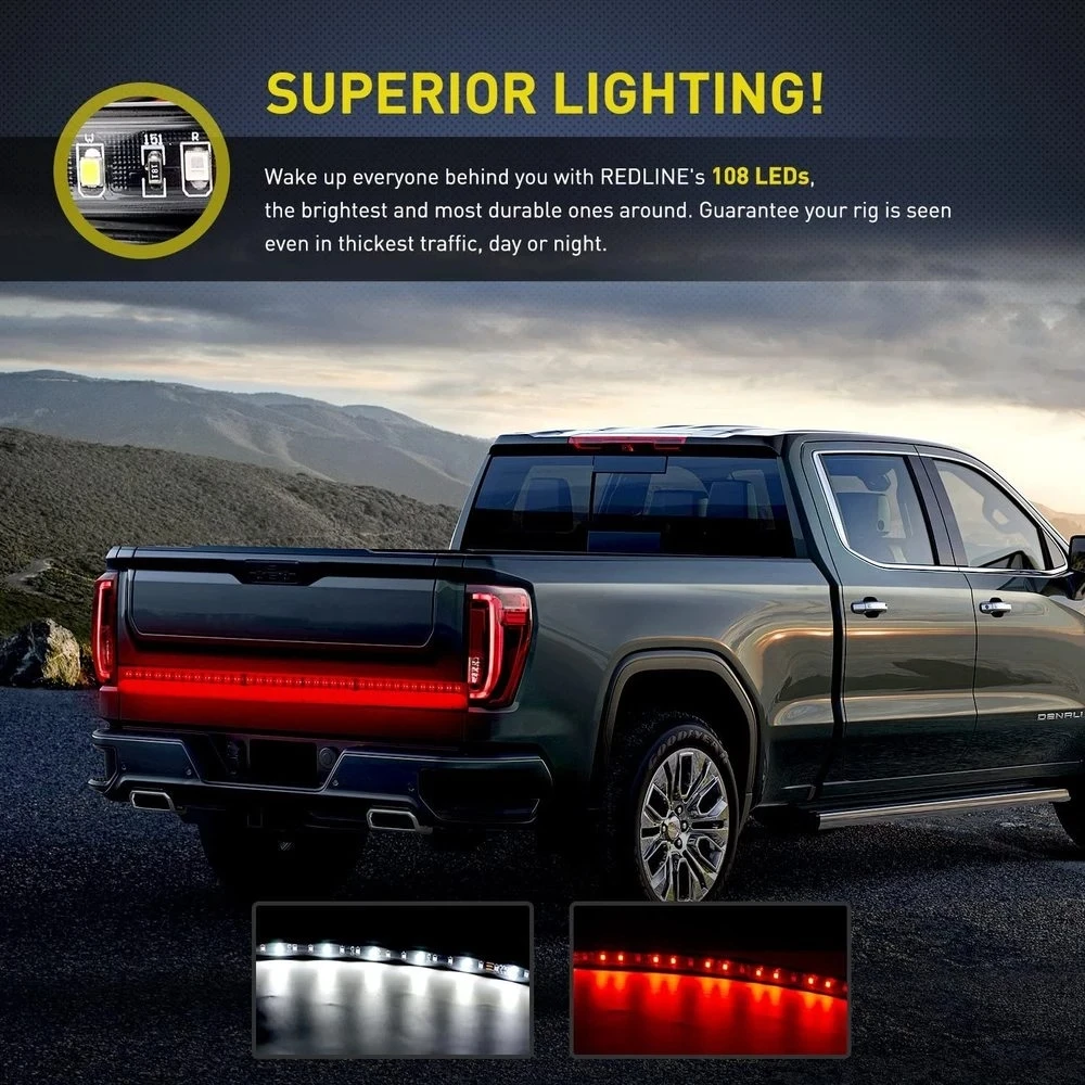 49/60 Inch Car Truck Tailgat Bar 12V LED Flowing Yellow Turn Signal Warning Lamp With Red Running Brake Reverse Light for Pickup
49/60 Inch Car Truck Tailgat Bar 12V LED Flowing Yellow Turn Signal Warning Lamp With Red Running Brake Reverse Light for Pickup