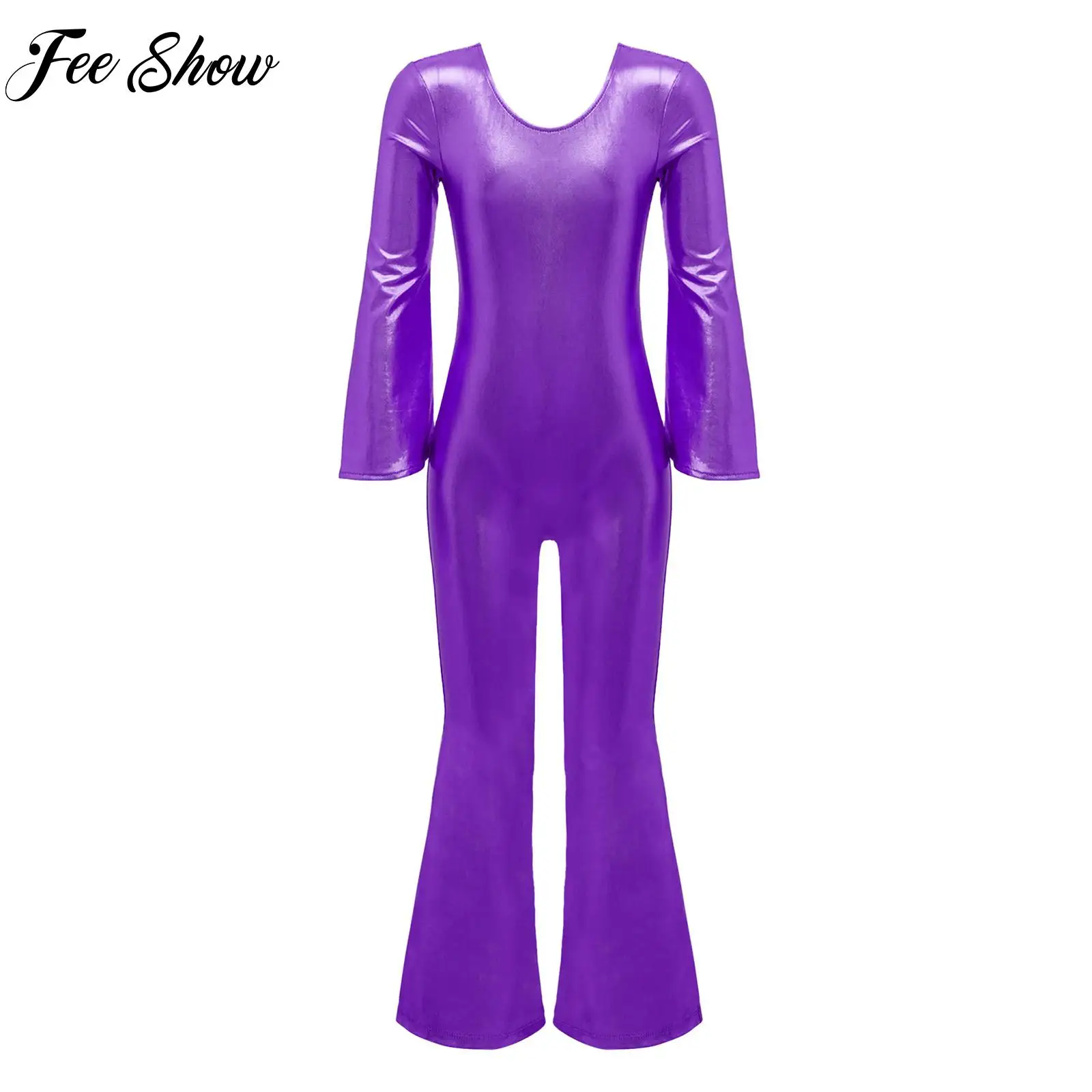Kids Girls Gymnastics Leotards Dancewear Long Sleeve Back Zipper Metallic Modern Dancing Costumes Flared Yoga Bodysuit Jumpsuits
Kids Girls Gymnastics Leotards Dancewear Long Sleeve Back Zipper Metallic Modern Dancing Costumes Flared Yoga Bodysuit Jumpsuits
