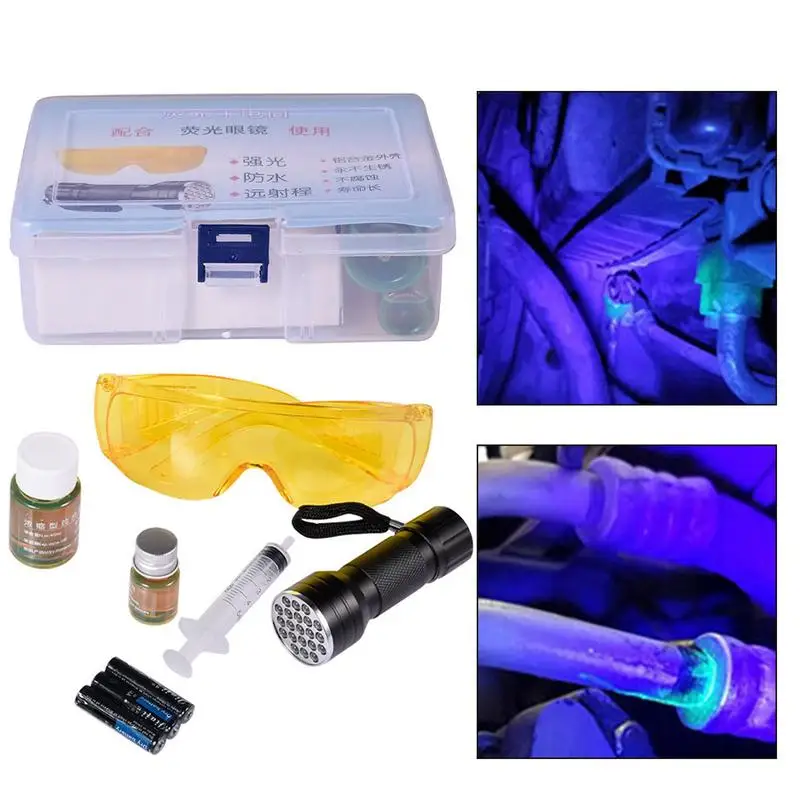 Automobile Fluorescent Leak Detection Tool Auto Air Conditioning Repair Tool R134a Refrigerant Gas A/C Leak Test Detector UV Dye
Automobile Fluorescent Leak Detection Tool Auto Air Conditioning Repair Tool R134a Refrigerant Gas A/C Leak Test Detector UV Dye