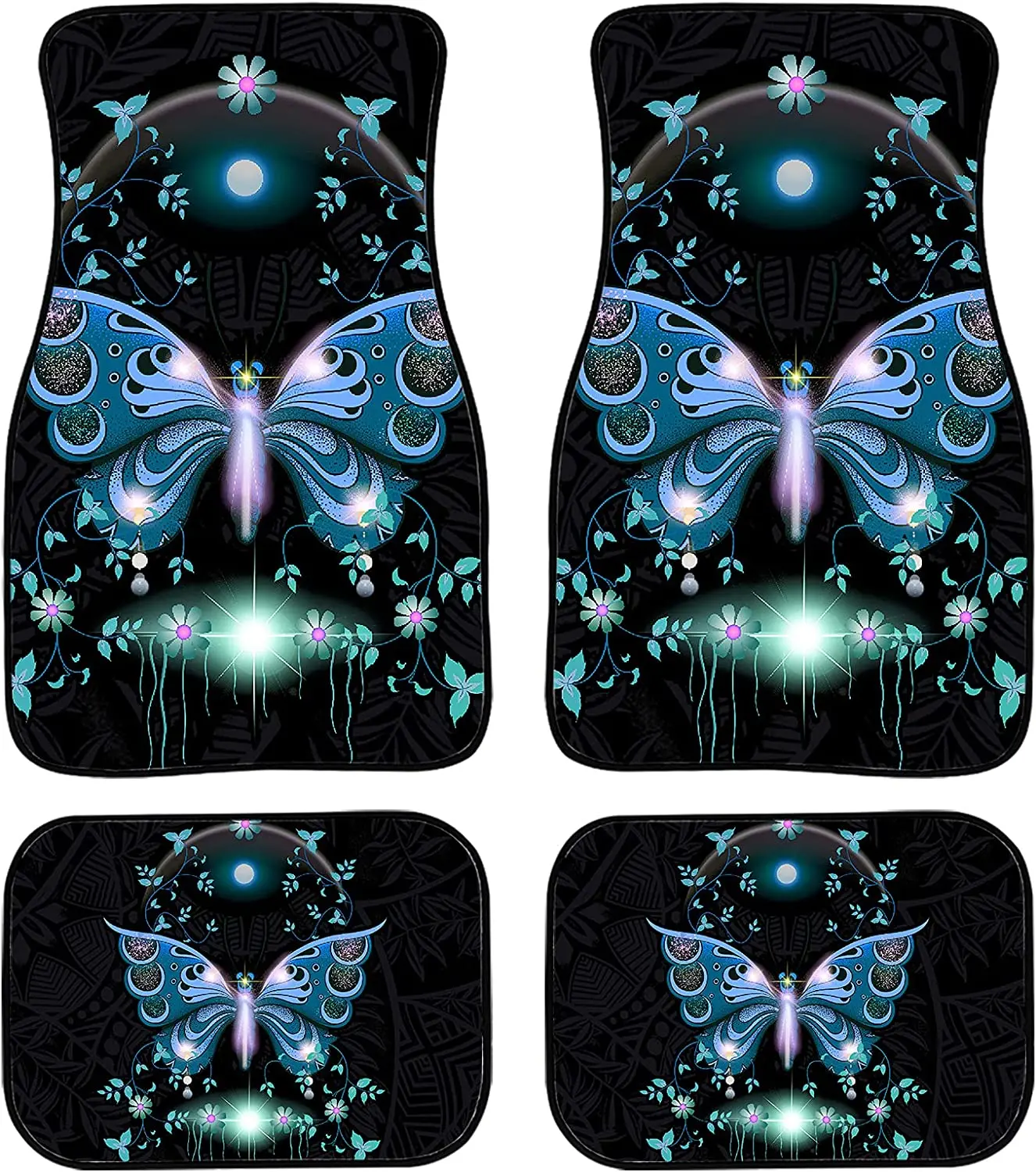 Butterfly Flowers Print Car Floor Mats Carpet, 4 Pieces Universal Fit Anti Skid Front/Back Floor Carpets for Cars
Butterfly Flowers Print Car Floor Mats Carpet, 4 Pieces Universal Fit Anti Skid Front/Back Floor Carpets for Cars