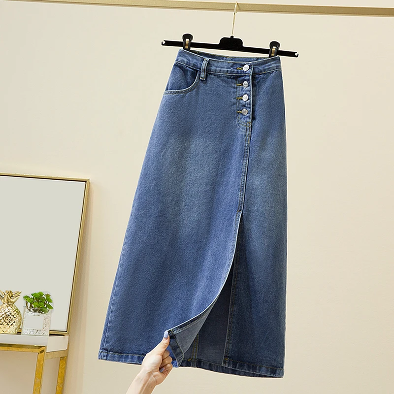 2022 Fashion vintage Summer Denim Skirts women High Waist Button Pockets Split Jeans Skirts women
2022 Fashion vintage Summer Denim Skirts women High Waist Button Pockets Split Jeans Skirts women