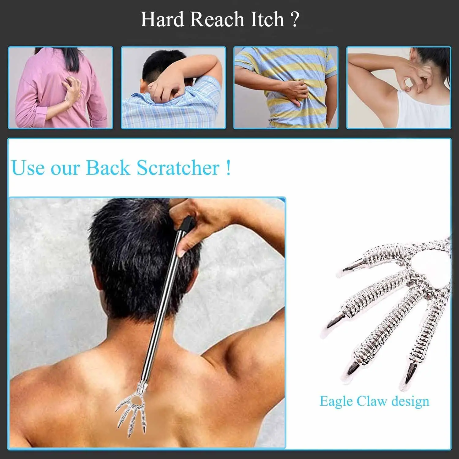 2022 New Telescopic Stainless Steel Claw Massager For Back Massage Blood Circulation Relax Health Back Scratcher Tool
2022 New Telescopic Stainless Steel Claw Massager For Back Massage Blood Circulation Relax Health Back Scratcher Tool